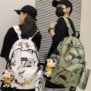 Trendy Graffiti Unisex Backpack - Large Capacity Sports Bag for Students - Fashionable Double Shoulder Bag