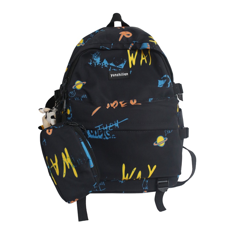 Trendy Graffiti Unisex Backpack - Large Capacity Sports Bag for Students - Fashionable Double Shoulder Bag