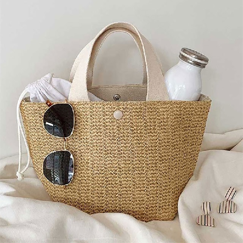 Trendy Handheld Straw Woven Bag for Women - 2023 Retro Beach Vacation Style, Perfect for Summer Outings and Instagram Looks Trendy Handheld Straw Woven Bag for Women - 2023 Retro Beach Vacation Style, Perfect for Summer Outings and Instagram Looks
