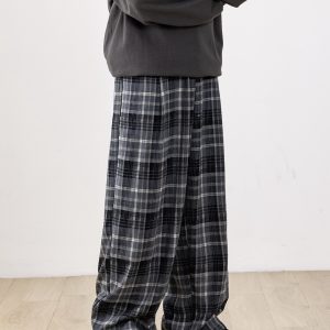 Trendy High-End Checkered Drape Loose Casual Pants for Men - Wide-Leg Straight Trousers, Effortless Y2K Style