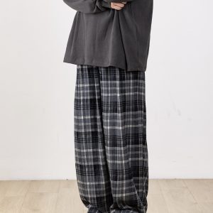 Trendy High-End Checkered Drape Loose Casual Pants for Men - Wide-Leg Straight Trousers, Effortless Y2K Style