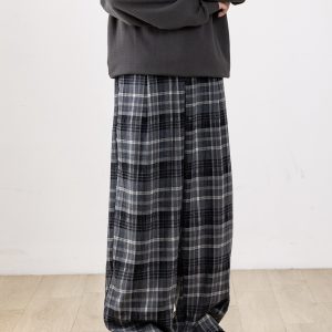 Trendy High-End Checkered Drape Loose Casual Pants for Men - Wide-Leg Straight Trousers, Effortless Y2K Style