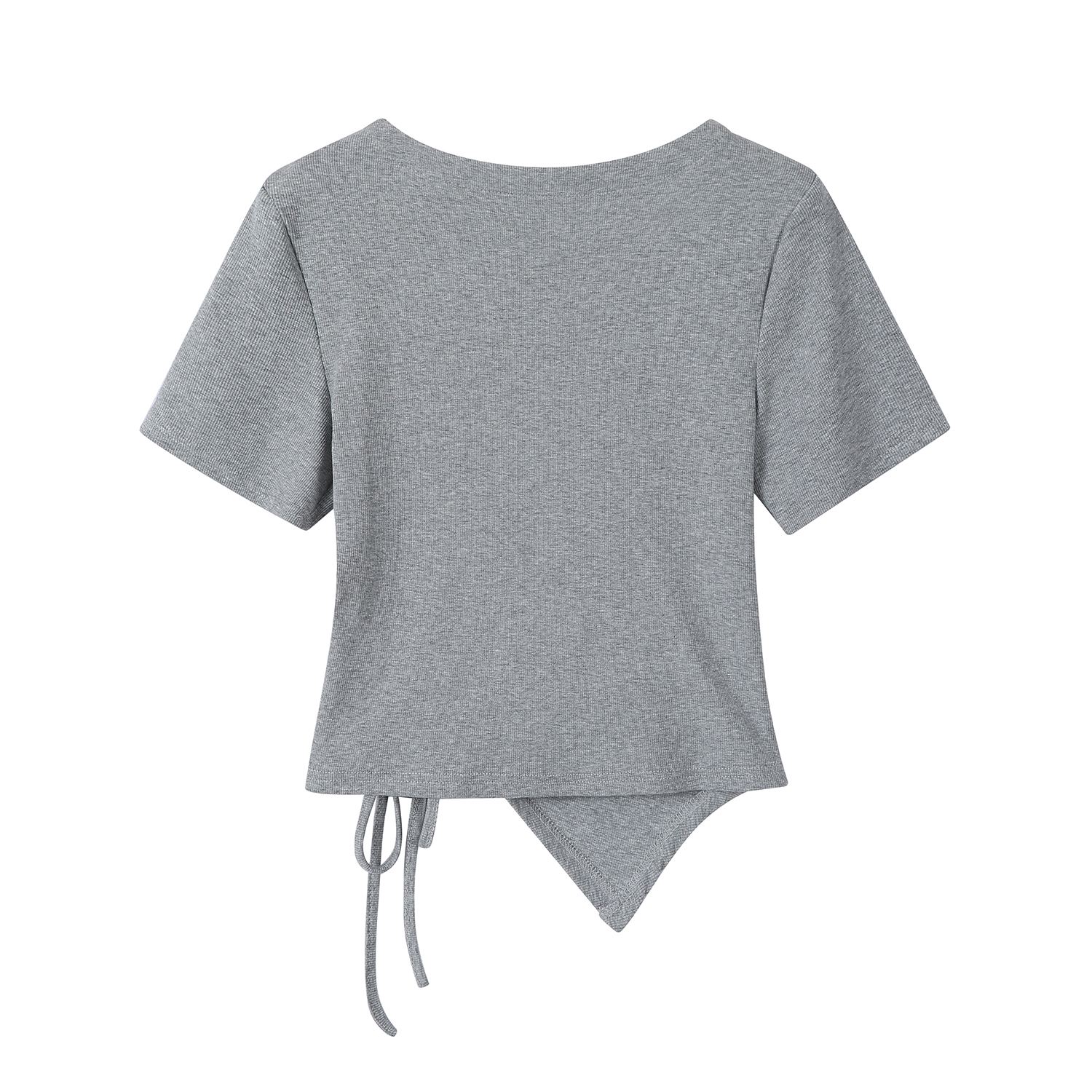 Trendy Irregular Fitted Short Sleeve T-Shirt for Women with Drawstring - Summer Sweet and Spicy Top, Y2K Style