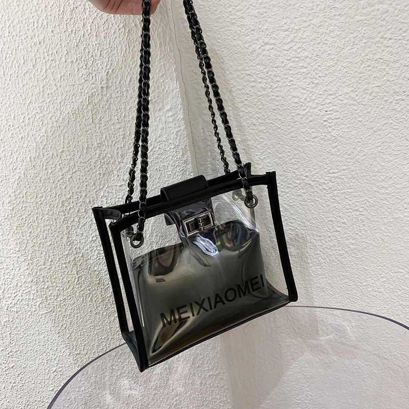 Trendy Korean Style Transparent Chain Crossbody Bag for Women - Versatile Small Shoulder Bag for 2025 Fashionistas