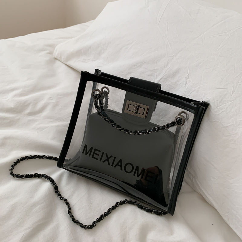 Trendy Korean Style Transparent Chain Crossbody Bag for Women - Versatile Small Shoulder Bag for 2025 Fashionistas