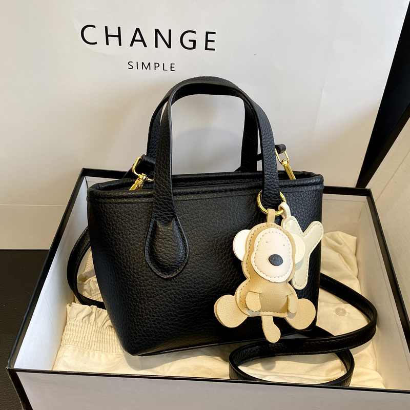 Trendy Lychee Pattern Handheld Bucket Bag 2025 - Versatile Small Crossbody Shoulder Bag for Women