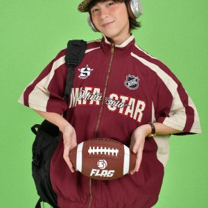 Trendy Military Style Windbreaker Sports Suit for Couples - Retro Casual Two-Piece Set for Summer Fashion