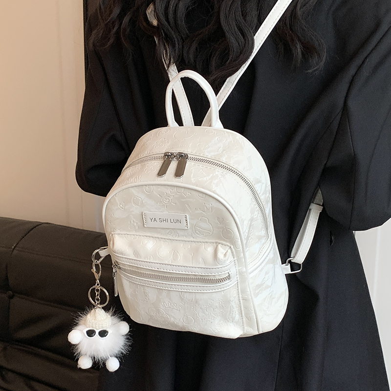 Trendy Mini Embossed Backpack for Women, Versatile Dual Shoulder Bag, 2025 Korean Style Travel Essential