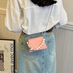 Trendy Mini Pearl Chain Crossbody Bag for Women - Stylish Versatile 2025 Summer Shoulder Small Square Bag