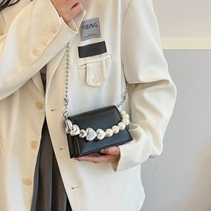 Trendy Mini Pearl Chain Crossbody Bag for Women - Stylish Versatile 2025 Summer Shoulder Small Square Bag