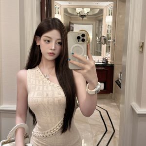 Trendy Off-Shoulder Knitted Dress in Pure Desire Style - Luna Lona 8.1 New Design, Perfect for 90s and Y2K Fashion Lovers