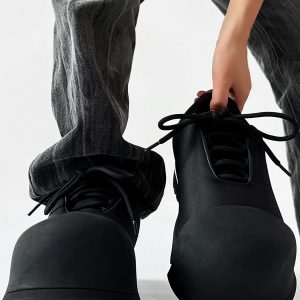 Trendy Oversized Black Sneakers for Men & Women, High Street Warrior Mickey Thick-Soled Height-Increasing Shoes