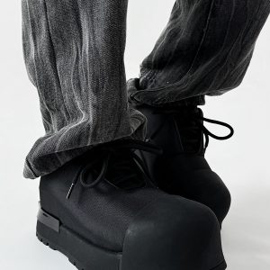 Trendy Oversized Black Sneakers for Men & Women, High Street Warrior Mickey Thick-Soled Height-Increasing Shoes