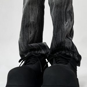 Trendy Oversized Black Sneakers for Men & Women, High Street Warrior Mickey Thick-Soled Height-Increasing Shoes