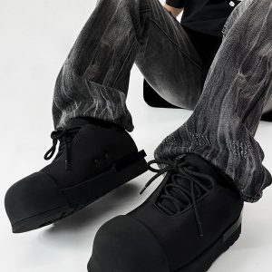 Trendy Oversized Black Sneakers for Men & Women, High Street Warrior Mickey Thick-Soled Height-Increasing Shoes