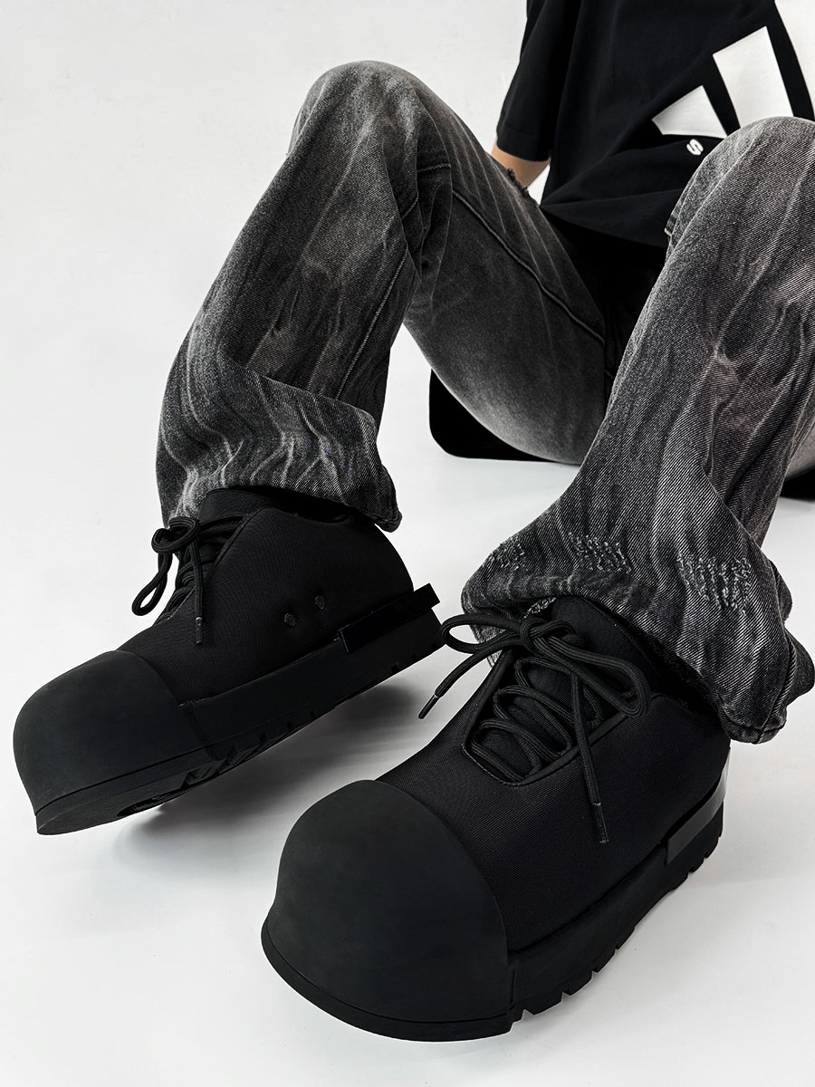 Trendy Oversized Black Sneakers for Men & Women, High Street Warrior Mickey Thick-Soled Height-Increasing Shoes Trendy Oversized Black Sneakers for Men & Women, High Street Warrior Mickey Thick-Soled Height-Increasing Shoes