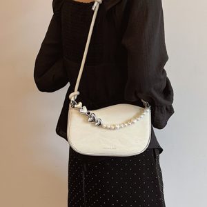 Trendy Pearl Chain Crossbody Bag for Women - 2025 Spring/Summer Niche Small Shoulder and Underarm Bag