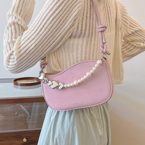 Trendy Pearl Chain Crossbody Bag for Women - 2025 Spring/Summer Niche Small Shoulder and Underarm Bag
