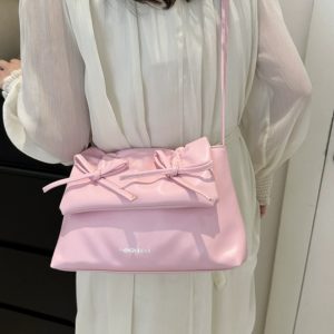 Trendy Pink Bow Shoulder Crossbody Bag for Women, Large Capacity Commuter Tote, 2025 Fashion Must-Have