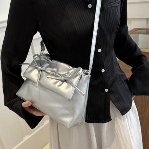 Trendy Pink Bow Shoulder Crossbody Bag for Women, Large Capacity Commuter Tote, 2025 Fashion Must-Have