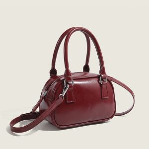 Trendy Red Handbag for Women - Autumn Winter 2023 Korean Style Tote Bowling Bag, Versatile Crossbody Small Square Design