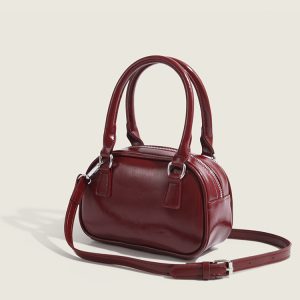 Trendy Red Handbag for Women - Autumn Winter 2023 Korean Style Tote Bowling Bag, Versatile Crossbody Small Square Design