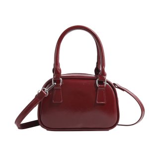 Trendy Red Handbag for Women - Autumn Winter 2023 Korean Style Tote Bowling Bag, Versatile Crossbody Small Square Design