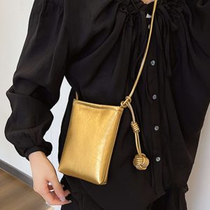 Trendy Silver Mini Handbag for Women - 2025 Summer Versatile Chain Shoulder Crossbody Phone Bag