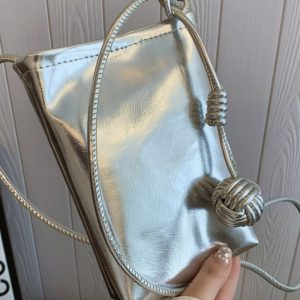 Trendy Silver Mini Handbag for Women - 2025 Summer Versatile Chain Shoulder Crossbody Phone Bag