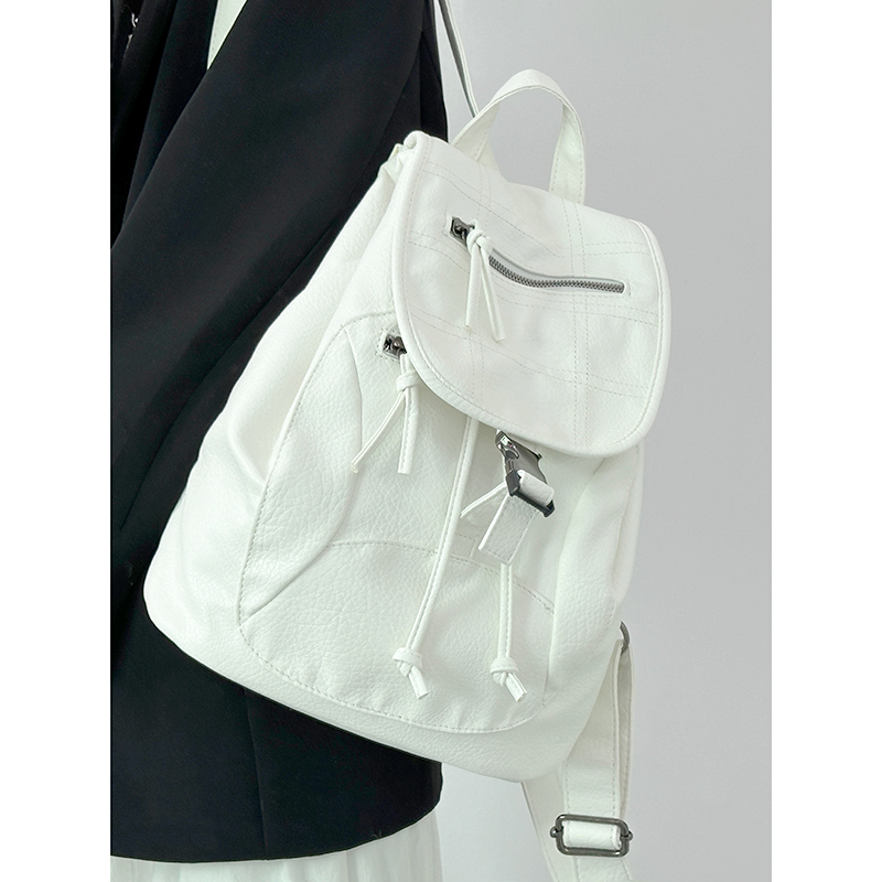 Trendy Soft Leather Travel Backpack for Women - Versatile American-Style High-End Niche Bag for 2024