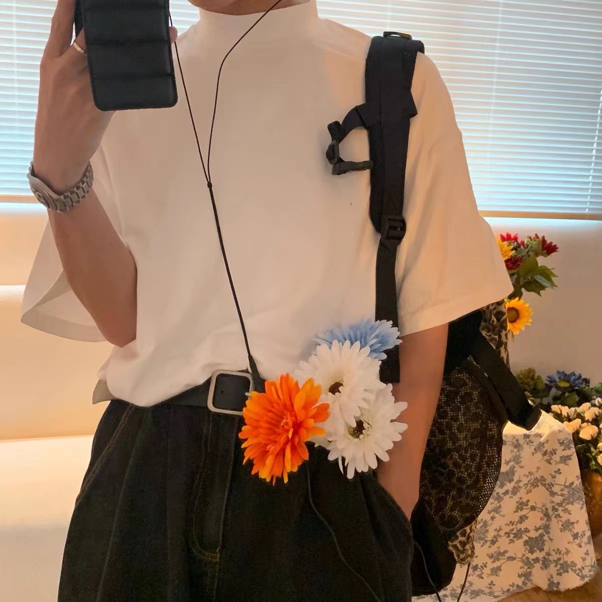 Trendy Summer Short Sleeve Solid Color High Neck T-Shirt - Versatile Korean Style Couple Outfit Top Trendy Summer Short Sleeve Solid Color High Neck T-Shirt - Versatile Korean Style Couple Outfit Top