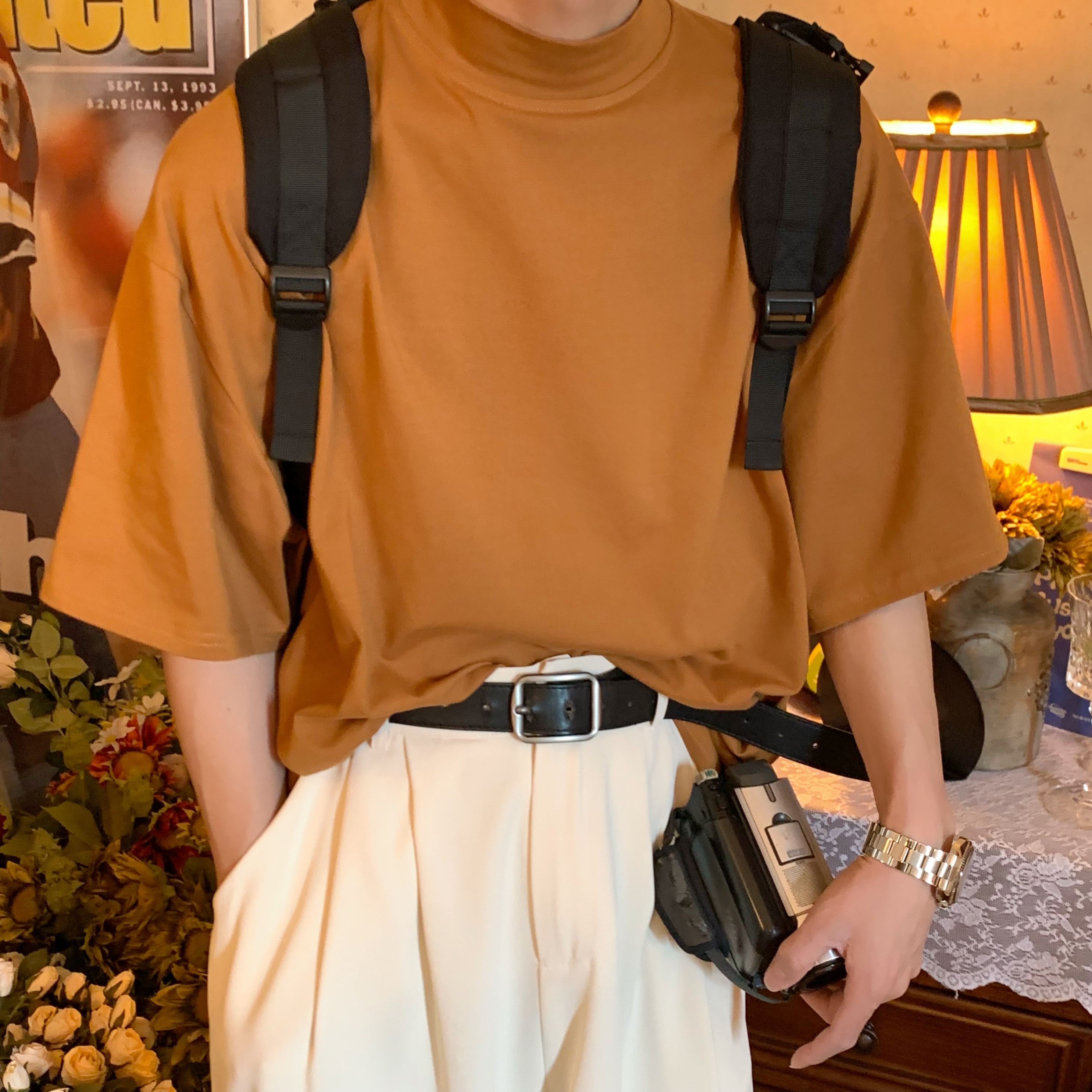 Trendy Summer Short Sleeve Solid Color High Neck T-Shirt - Versatile Korean Style Couple Outfit Top Trendy Summer Short Sleeve Solid Color High Neck T-Shirt - Versatile Korean Style Couple Outfit Top