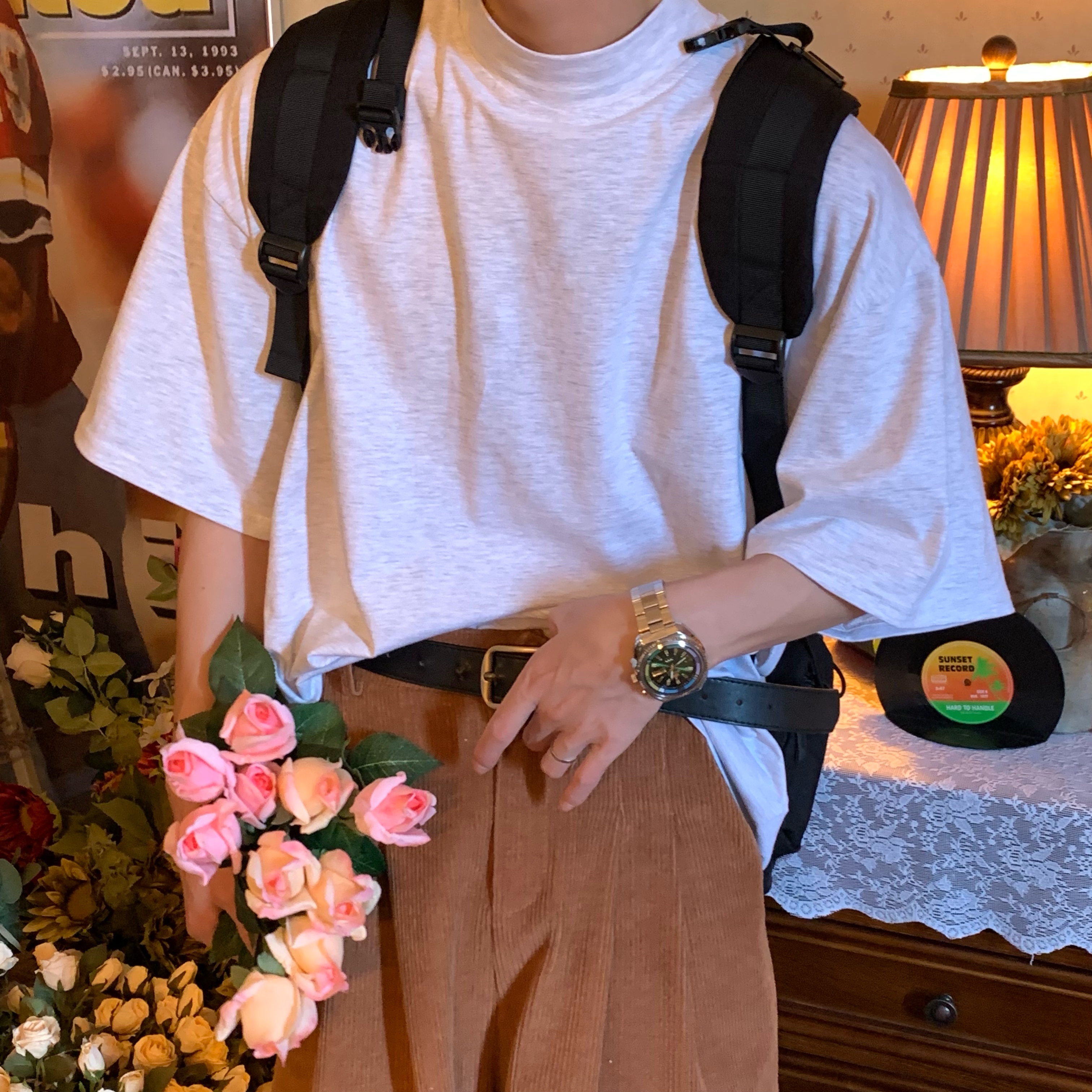 Trendy Summer Short Sleeve Solid Color High Neck T-Shirt - Versatile Korean Style Couple Outfit Top Trendy Summer Short Sleeve Solid Color High Neck T-Shirt - Versatile Korean Style Couple Outfit Top