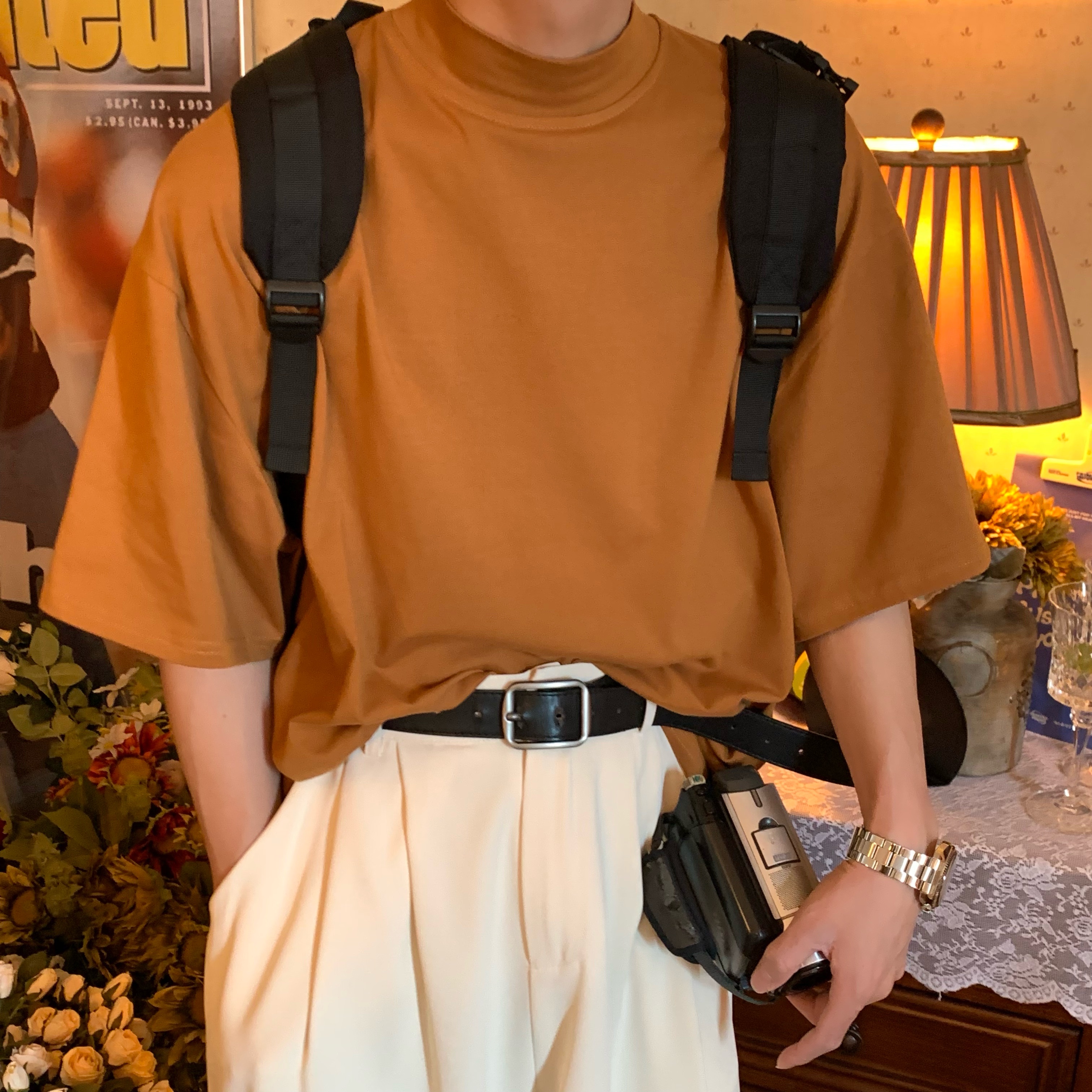 Trendy Summer Short Sleeve Solid Color High Neck T-Shirt - Versatile Korean Style Couple Outfit Top Trendy Summer Short Sleeve Solid Color High Neck T-Shirt - Versatile Korean Style Couple Outfit Top