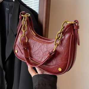 Trendy Textured Small Bag for Women - 2025 New Style Chain Shoulder Crossbody Bag, Niche Design Underarm Purse