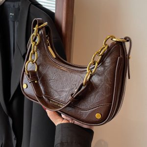 Trendy Textured Small Bag for Women - 2025 New Style Chain Shoulder Crossbody Bag, Niche Design Underarm Purse