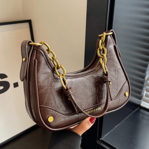 Trendy Textured Small Bag for Women - 2025 New Style Chain Shoulder Crossbody Bag, Niche Design Underarm Purse