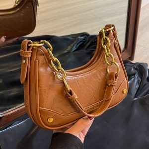 Trendy Textured Small Bag for Women - 2025 New Style Chain Shoulder Crossbody Bag, Niche Design Underarm Purse