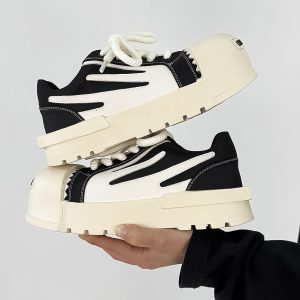 Trendy Thick-Soled Open-Mouth Mickey Board Shoes for Couples - Height-Increasing Sports Sneakers for Men and Women