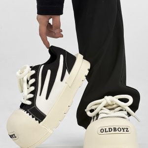 Trendy Thick-Soled Open-Mouth Mickey Board Shoes for Couples - Height-Increasing Sports Sneakers for Men and Women