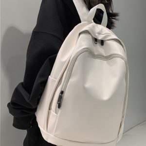 Trendy Water-Resistant Soft Leather Backpack for Men and Women - Large Capacity Minimalist College Campus Bag