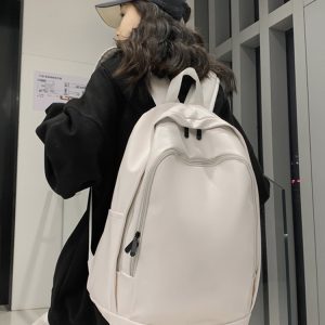 Trendy Water-Resistant Soft Leather Backpack for Men and Women - Large Capacity Minimalist College Campus Bag