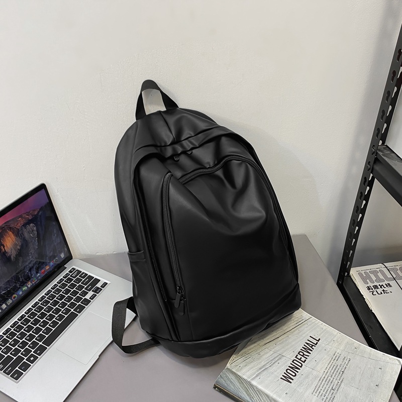 Trendy Water-Resistant Soft Leather Backpack for Men and Women - Large Capacity Minimalist College Campus Bag