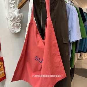 Trendy Women's Blue Striped Canvas Shoulder Bag, Large Capacity, Blogger-Inspired Letter Pattern, Commuting Style