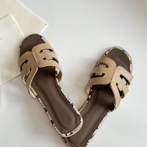 Trendy Women's Cowhide Sandals - Simple Korean Style Flat Beach Slippers for Summer Fashion