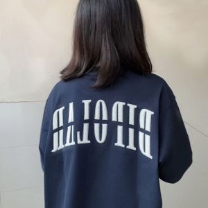 Trendy Women's High Street Embroidered Letter Short Sleeve T-Shirt in White and Gray - Heavyweight American Style Top