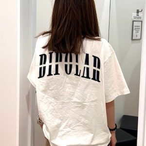 Trendy Women's High Street Embroidered Letter Short Sleeve T-Shirt in White and Gray - Heavyweight American Style Top