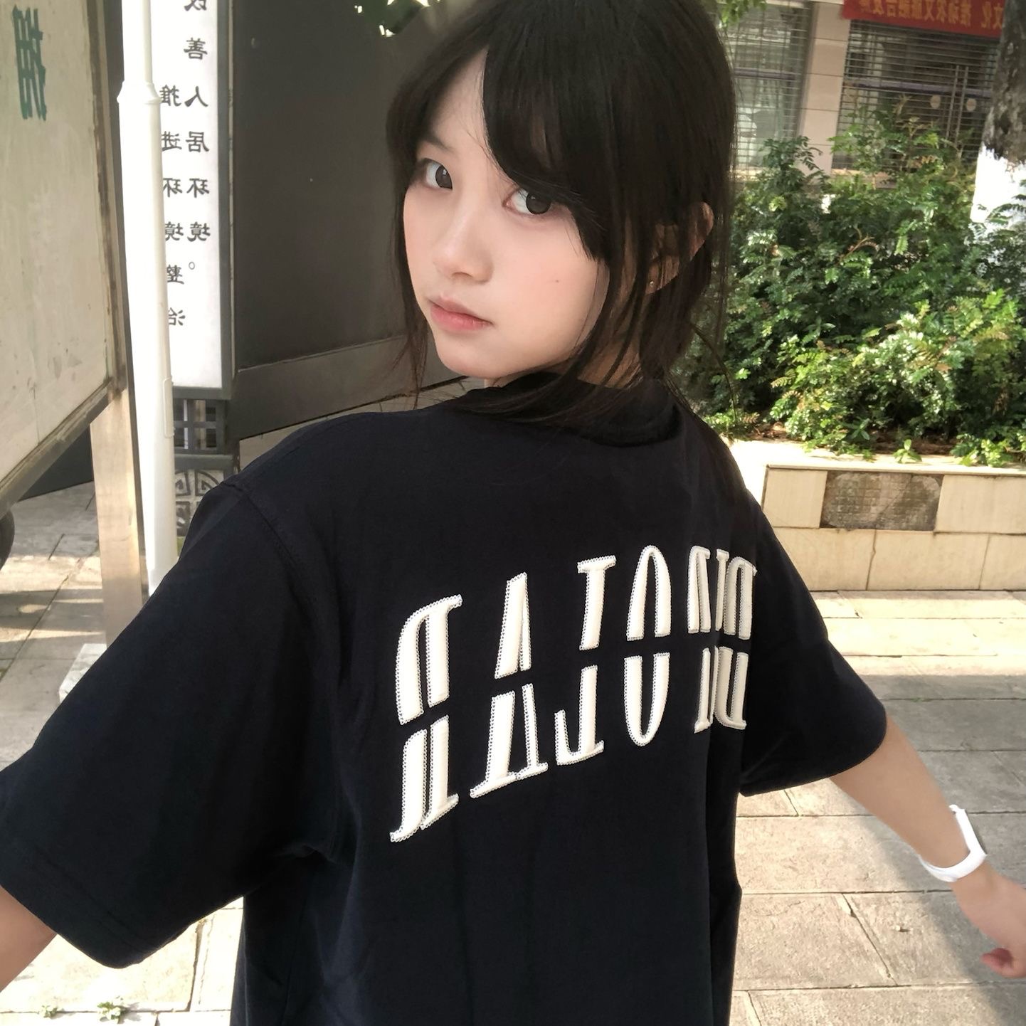 Trendy Women's High Street Embroidered Letter Short Sleeve T-Shirt in White and Gray - Heavyweight American Style Top Trendy Women's High Street Embroidered Letter Short Sleeve T-Shirt in White and Gray - Heavyweight American Style Top