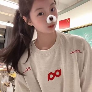 Trendy Women's High Street Embroidered Letter Short Sleeve T-Shirt in White and Gray - Heavyweight American Style Top