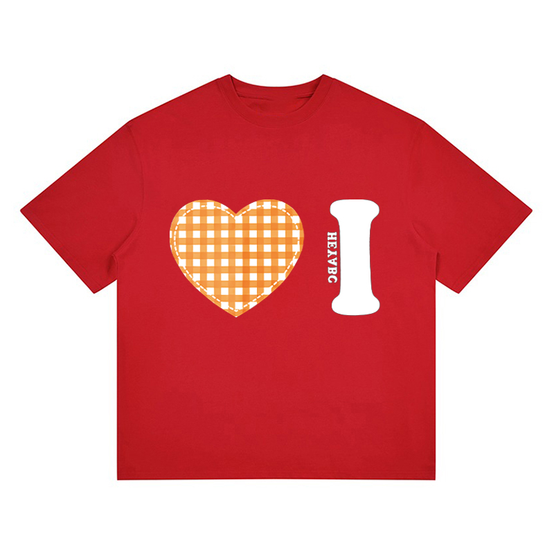 Trendy Women's Summer Short Sleeve Plaid Heart Print T-Shirt - Slim Fit Round Neck Top for a Chic American Style Look Trendy Women's Summer Short Sleeve Plaid Heart Print T-Shirt - Slim Fit Round Neck Top for a Chic American Style Look